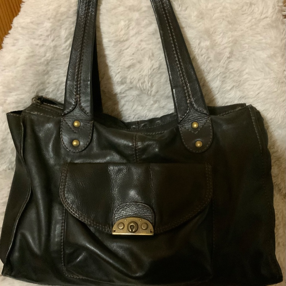 Fossil Dark Brown Leather Shoulder Satchel